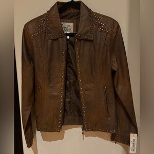 100% LEATHER STUDDED JACKET CRIPPLE CREEK SML